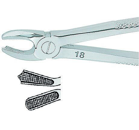 Extracting forceps, English pattern, medium, Fig. 18, non-slip beaks